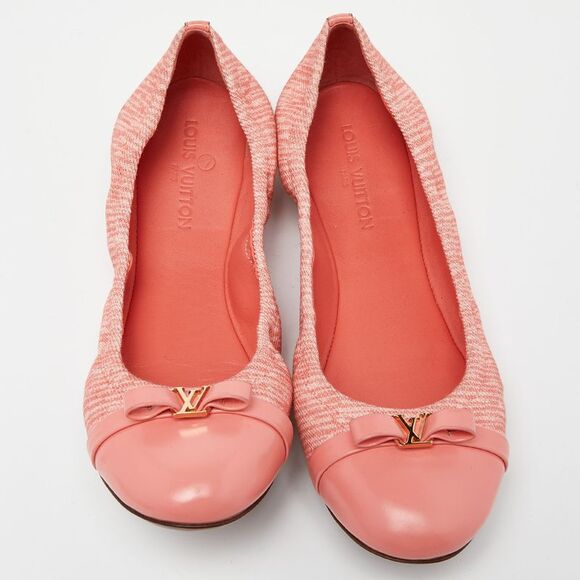 Louis Vuitton Peach Canvas and Leather Elba Scrunch Ballet Flats Size 36 - Picture 3 of 4